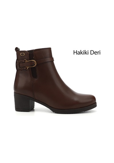 Gönderi(R) Gönderi R Kadın Kahve Antik Fermuarlı Kalın Topuklu Hakiki Deri Bot Dkzb61351464 Kahve