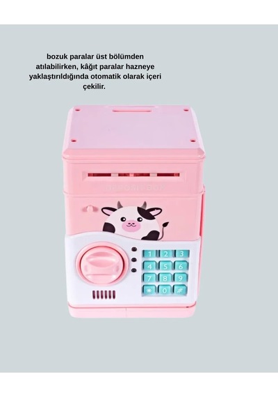 Pembe Elektronik Şifreli Otomatik Para Çeken Atm Kumbarası Diğer