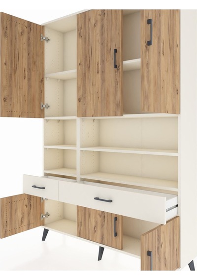 Arges Dolap 8 Raflı 2 Çekmeceli 6 Kapaklı 132x30x195 Aytaşı-ç... Aytaşı