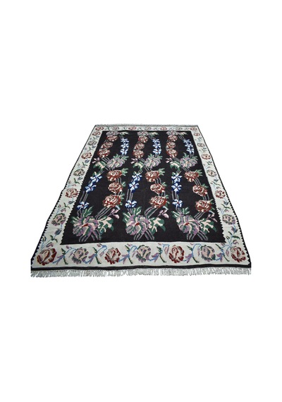Zehra Abla Halı Yeni El Dokuma Şaheser Güllü Çiçekli Karabağ Yün Kilim 7001 Çok Renkli