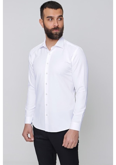 Efor Slim Fit Pamuk Saten Klasik Beyaz Gömlek Gk 604 Beyaz