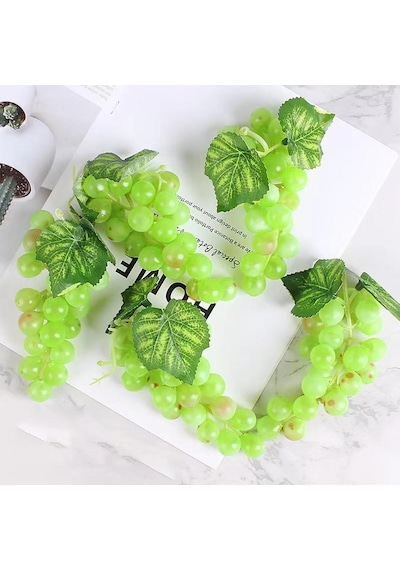 2li Set Yapay Meyve Yeşil Üzüm Süs Dekoratif Sahte Meyve 15cm