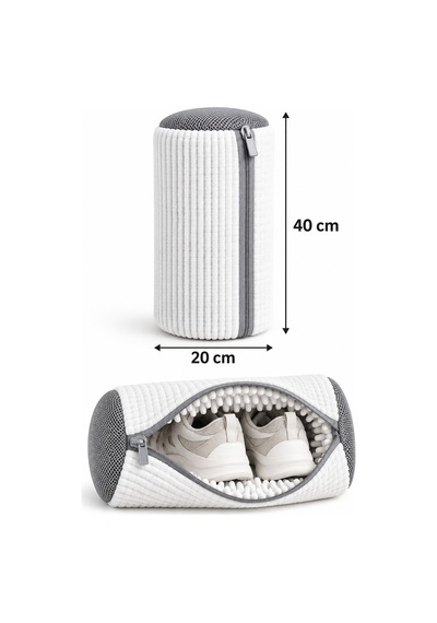 Ayakkabı Yıkama Çantası 40x20 Cm Makinede Deforme Önleyici Fermuarlı Yıkama Filesi Beyaz