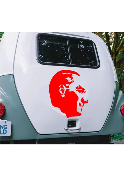 Sticker Dizayn Atatürk Silüet Sticker - Araba Oto Motosiklet Karavan Cam Sticker - 00392 15x13 Cm