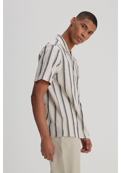 Lee Erkek Loose Fit Rahat Kesim Kısa Kollu Gri Çizgili Gömlek - L241478