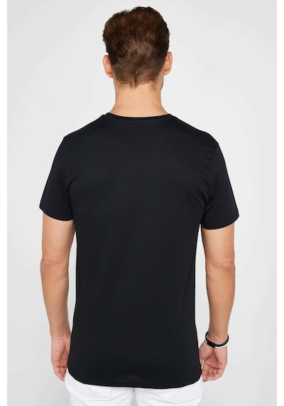 Tudors Erkek Slim Fit Dar Kesim %100 Organik Pamuk Yumuşak Dokulu Basic Bisiklet Yaka Tişört-31079-siyah Siyah