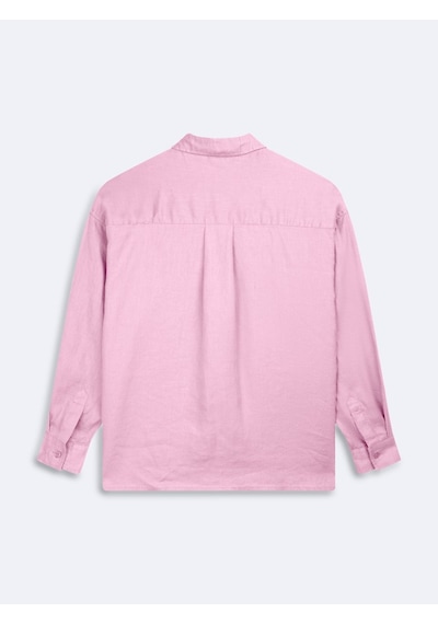 LTB Uzun Kollu Basic Düğmeli Pembe Gömlek Pembe