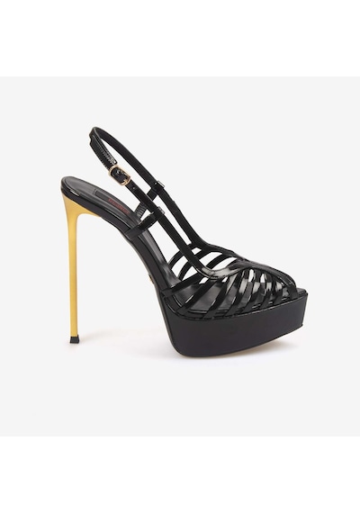 Rouge Kadın Enjeksiyon Kösele Hakiki Deri Siyah Rugan 14,5cm İnce Topuklu Sandalet 7611 Rouge Kadın Enjeksiyon Kösele Hakiki Deri Siyah Rugan 14,5cm İnce Topuklu Sandalet 7611