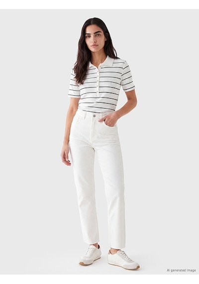 Lcw Jeans Beyaz Yüksek Bel Flare Fit Kadın Jean Pantolon