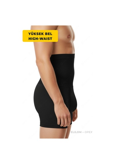 Elilom Korse Boxer Yüksek Bel Korseli Erkek İç Giyim Siyah