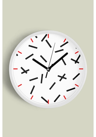 Soyut Geometrik Temalı Modern Duvar Saati - 35cm - Önü Camlı Beyaz Kasa - Sessiz Mekanizma-jh0433 Beyaz