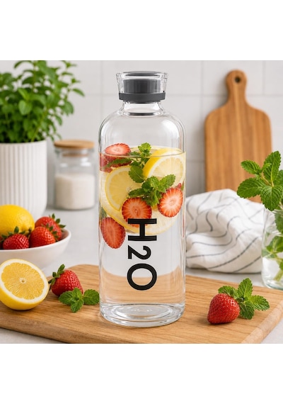 Tr 1000 Ml Renkli Kapaklı Borosilikat Cam Matara Sızdırmaz Çevirmeli Vakumlu Kapaklı Suluk,bpa İçermez, Isıy Diğer