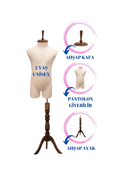 2 Yaş Pantolon Giyebilen Çocuk Terzi Vitrin Mankeni İğne Batmaz C