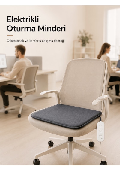 Beylini Omak 220v Elektrikli Isıtıcı Minder 30x45 Cm 5 Kademeli Termostatlı Kumandalı Ofis Büro Ev Bahçe Koltuk Sandalye El Ayak Isıtma Minderi 1