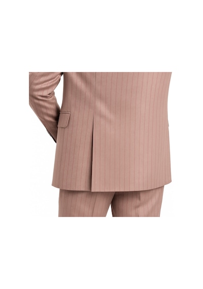 Erkek Slim Fit Çizgili Takım Elbise 2 Top Düğmeli, Çift Yırtmaçlı Modern Kesim Kiremit