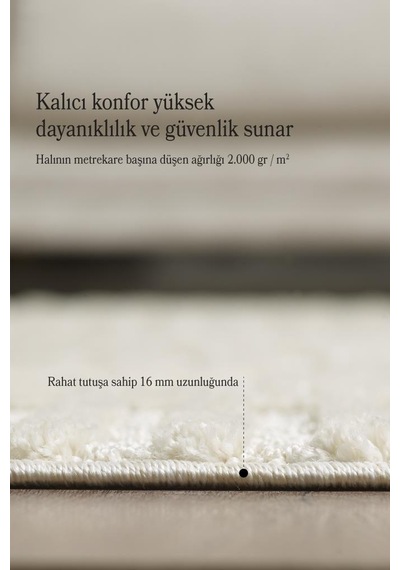 İskandinav Dokuma Bukleli Krem Jüt Taban Halı Salon Mutfak Koridor Yolluk Modern Halı Cream