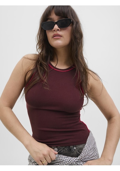 Jack & Jones Kadin Kolsuz Triko Bluz - Evelyn - 12281432 Cabernet
