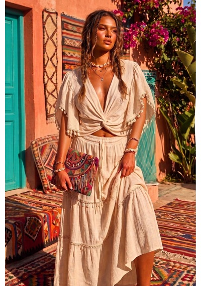 Fashion Cocktail Akdeniz Esintili Uzun Etekli Geniş Kollu Pullu Midye İstiridye Deniz Yıldızı Dekoratif Sallantılı Şe Bej Fashion Cocktail Akdeniz Esintili Uzun Etekli Geniş Kollu Pullu Midye İstiridye Deniz Yıldızı Dekoratif Sallantılı Şe Bej