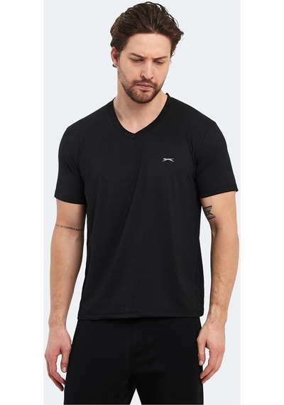 Slazenger KATRIINA Erkek V Yaka Siyah Tişört