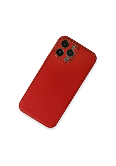 Apple İphone 13 Pro Max Kılıf Coco Deri Silikon Kapak - Kırmızı 0.2M-Çok Renkli