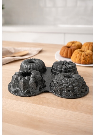 Viona 4'lü Muffin Döküm Kek Kalıbı Antrasit Antrasit