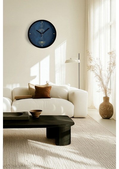 Kova Burcu - Burçlar Modern Duvar Saati - 25cm - Önü Camlı Siyah Kasa - Sessiz Mekanizma-jh0916 Siyah