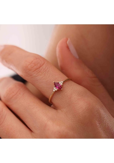 Ruby Markiz Yüzük T12877 Renkli