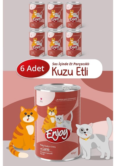 Kedi Konservesi, Kuzu Etli, Sos İçinde Et Parçacıklı, 400 G, 6'li Set En-k4k