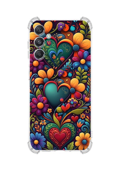 Printify Samsung Galaxy M34 İle Uyumlu Düşlerin Dansı Serisi Çiçeklerin Dansı Tasarımlı Uv Baskılı Köşe Korumalı Antişok Kılıf Şeffaf