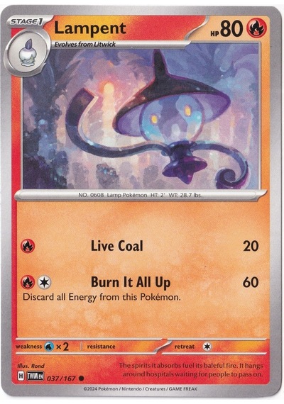 Lampent 037/167 - Twilight Masquerade - Pokemon Kartı Mint
