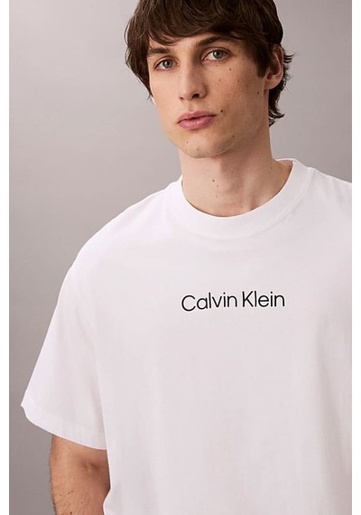 Calvin Klein Erkek Regular Fit Yazı Baskılı Pamuklu T-shirt - Beyaz 4114632