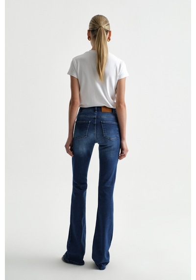 Açelyaokcu High Waist Flare Leg Full Length Stretch Jean Lacivert