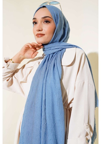 Bambu Şal Tesettür, Pamuklu, Hafif, Rahat, Şık, Yüksek Kalite, Hijab, Shawl, Original, Lux Mavi
