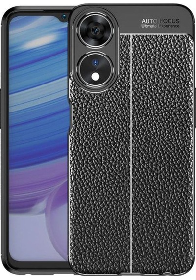 Oppo A18 Uyumlu Silikon Kılıf Deri Desenli Kamera Korumalı Darbe Emici Autofocus Kapak