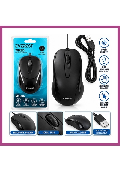 Gees Global Kablolu Usb Işıklı Optik Mouse 1200 Dpı Gbzs
