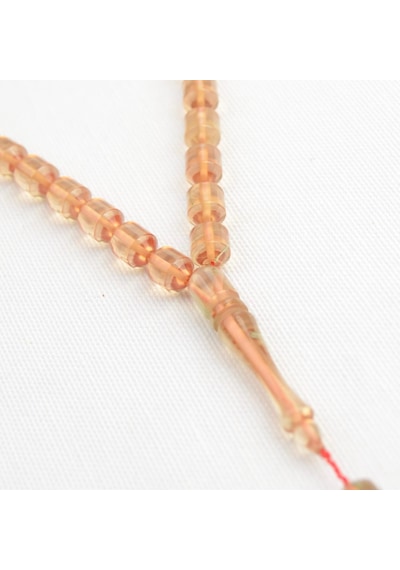 Fıçı Kesim 10x7 Mm İmzalı Seri Hareli Ateş Kehribar Sistem Püsküllü Tesbih Su Yeşili