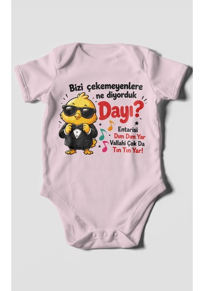 Morivokids Bizi Çekemeyenlere Ne Yazılı Kısa Kollu Bebek Body %100 Pamuk Bebe Pembe