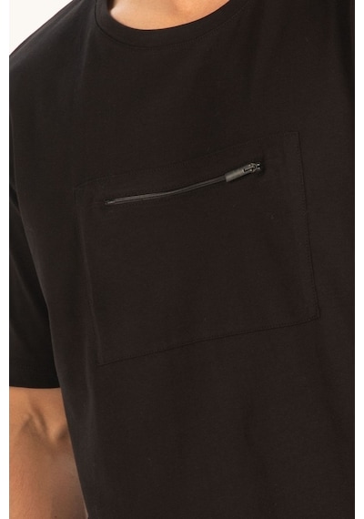 Peraluna Ön Orta Fermuarlı Düz Kesim Siyah Erkek T-Shirt-Siyah Peraluna Ön Orta Fermuarlı Düz Kesim Siyah Erkek T-Shirt-Siyah