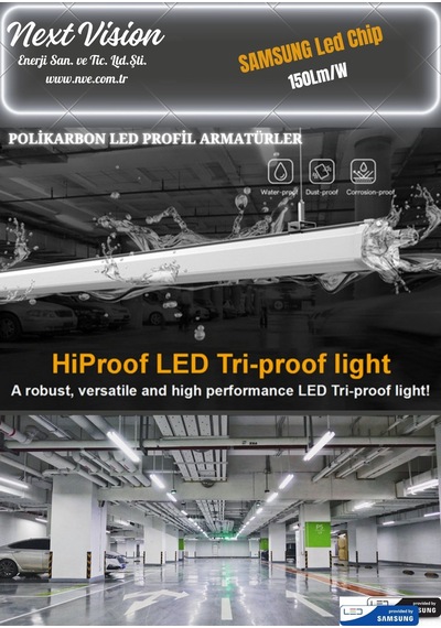 Pc Led Etanş Armatür 20w 3000lm 3000-4000-6500k