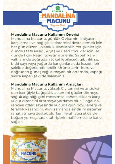 Mandalina Macunu Zencefil, Zerdeçal, Havlıcan, Nane, Kekik, Okaliptus Yağı İçeren Macun 240 Gr