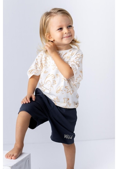 Mininio Zeyland Erkek Çocuk Hayvan Desenli T-shirt Ve Şort Takım - 6250 - Bej