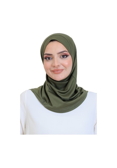 Modish Group Hazır Başörtü Pratik Tak Çıkart Kadın Günlük Şal Hafif Kırışmaya Dayanıklı Haki
