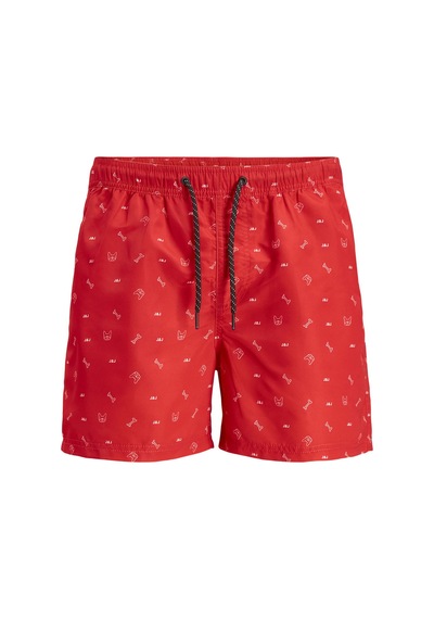 Jack & Jones Bulldog Logo Baskılı Deniz Şortu 12206071 Flame Scarlet Kırmızı