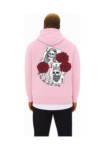 Benroma 3 İplik Penye Baskılı Over Size Unisex Sweat Pembe
