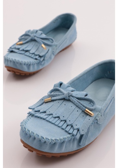 Dgn K118 Kadin Püskül Detayli Loafer Ayakkabi K118-1774-R6111 Bebe Mavi