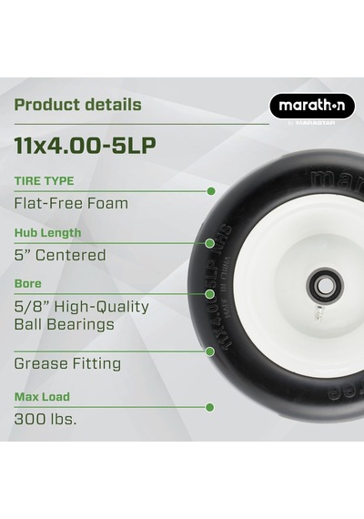 Lexroo 01411p 1x4,0-5 İnç Düz Serbest Çim Biçme Makinesi Tekerlek Lastiği, 5 İnç Göbek