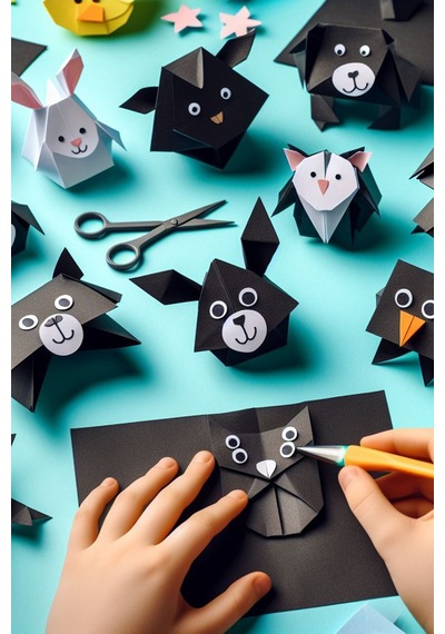 Origami Kağıdı, 100 Adet Siyah Renk Origami Set 100lü Paket
