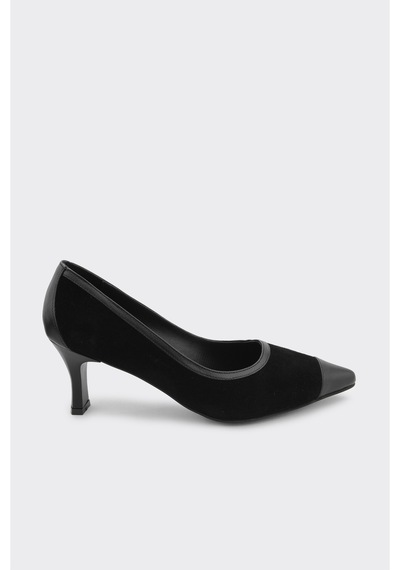 Derinet Hakiki Deri Topuklu Kadın Stiletto Siyah Siyah