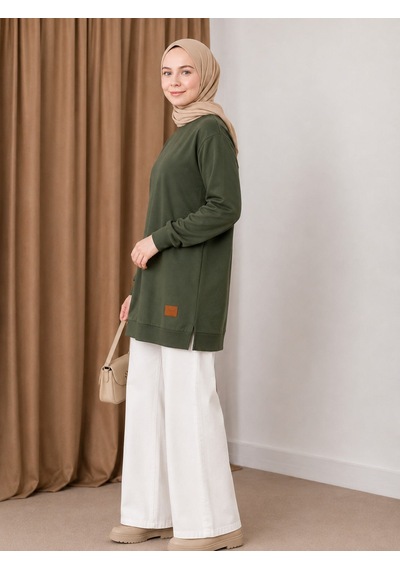 Unika Boutique Kadın Yırtmaçlı Arma Detaylı Tunik Krem