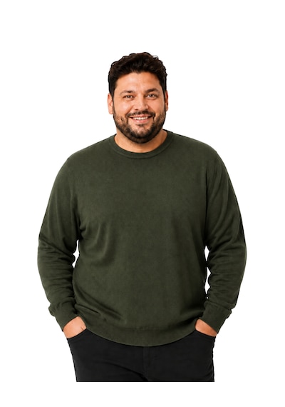 Battalmoda Erkek Büyük Beden Haki Bisiklet Yaka Pamuklu Kazak 3xl-4xl-5xl-6xl